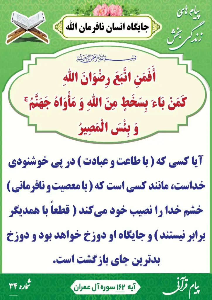 پیام قرآنی شماره 34(جایگاه انسان نافرمان الله)